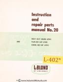 Leblond-Leblond HC 1829, Lathe, Third Edition, Instructions & Parts List Manual 1951-HC 1829-05